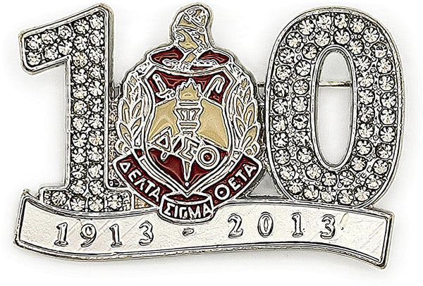 Delta Sigma Theta 100 Year Anniversary Stone Lapel Pin [Silver]
