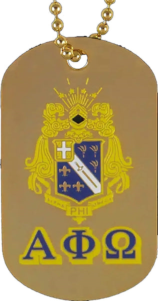 Alpha Phi Omega Double Sided Dog Tag With Chain [Gold]