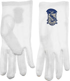 Phi Beta Sigma Woven Shield Emblem Mens Ritual Gloves [White]