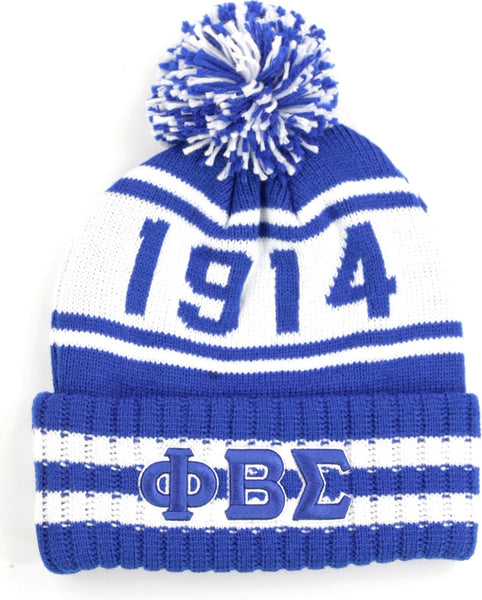 Big Boy Phi Beta Sigma Divine 9 S252 Mens Beanie With Ball [White]