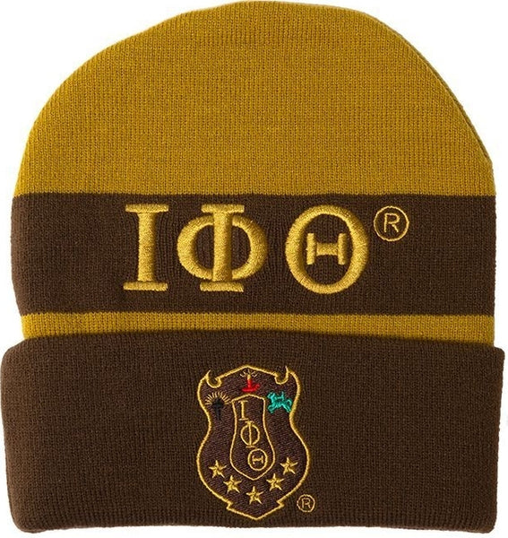 Iota Phi Theta Embroidered Knit Beanie [Gold]
