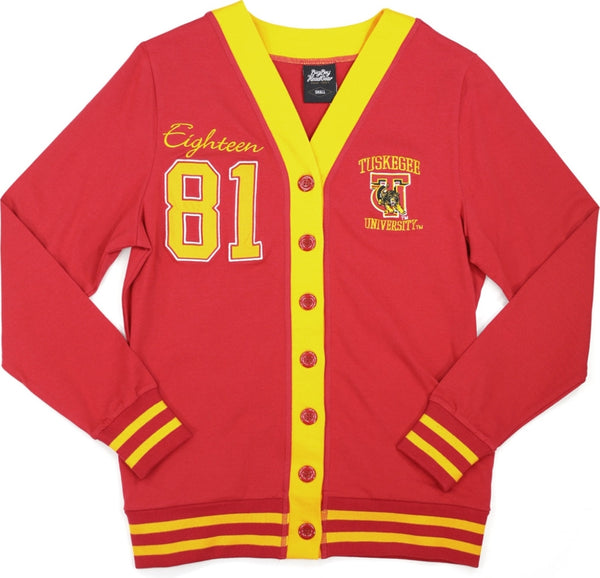 Big Boy Tuskegee Golden Tigers S10 Womens Cardigan [Crimson Red]