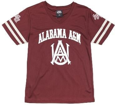 Big Boy Alabama A&M Bulldogs Womens Football Tee [Maroon]