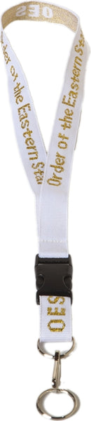 Eastern Star Classic Woven Embroidered Lanyard [White]