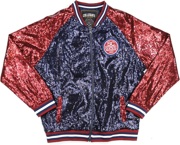 Big Boy South Carolina State Bulldogs S4 Ladies Sequins Jacket [Navy Blue]