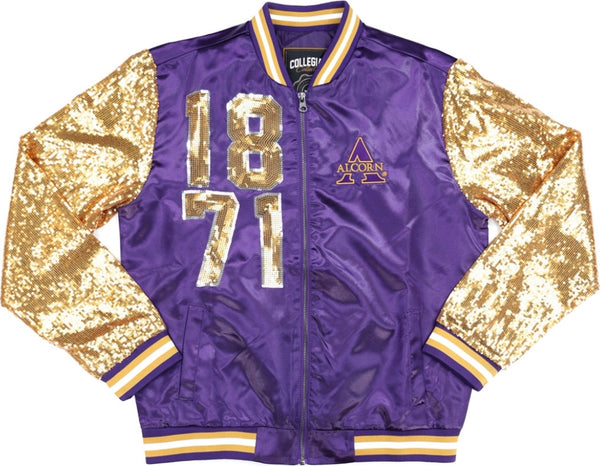 Big Boy Alcorn State Braves S4 Ladies Satin Jacket [Purple]