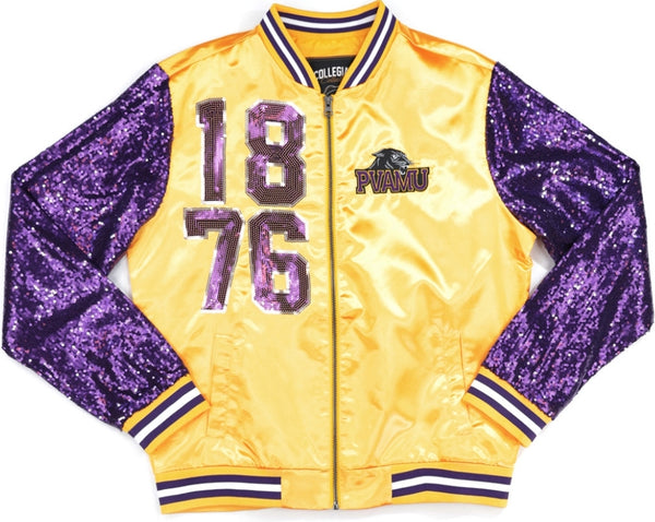 Big Boy Prairie View A&M Panthers S4 Ladies Satin Jacket [Gold]