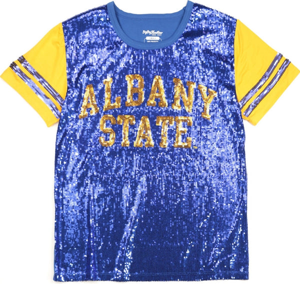Big Boy Albany State Golden Rams S6 Ladies Sequins Tee [Royal Blue]