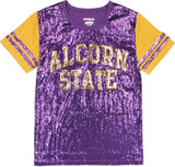 Big Boy Alcorn State Braves S6 Ladies Sequins Tee [Purple]