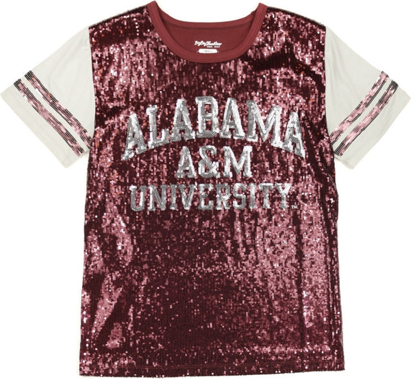 Big Boy Alabama A&M Bulldogs S6 Ladies Sequins Tee [Maroon]