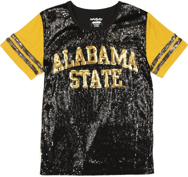 Big Boy Alabama State Hornets S6 Ladies Sequins Tee [Black]