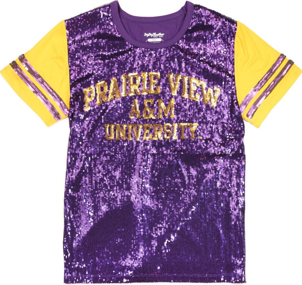 Big Boy Prairie View A&M Panthers S6 Ladies Sequins Tee [Purple]
