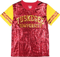 Big Boy Tuskegee Golden Tigers S6 Ladies Sequins Tee [Crimson Red]