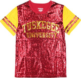 Big Boy Tuskegee Golden Tigers S6 Ladies Sequins Tee [Crimson Red]