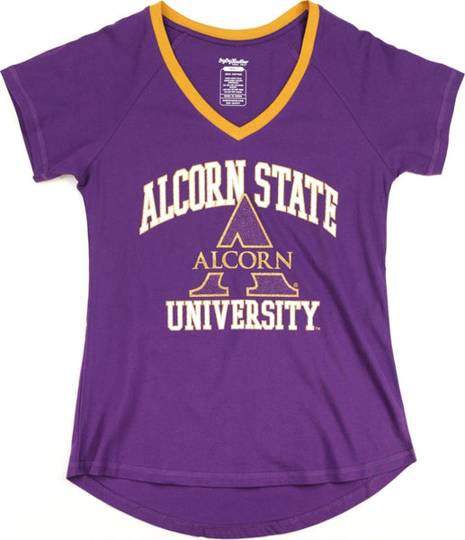 Big Boy Alcorn State Braves S3 Ladies V-Neck Tee [Purple]