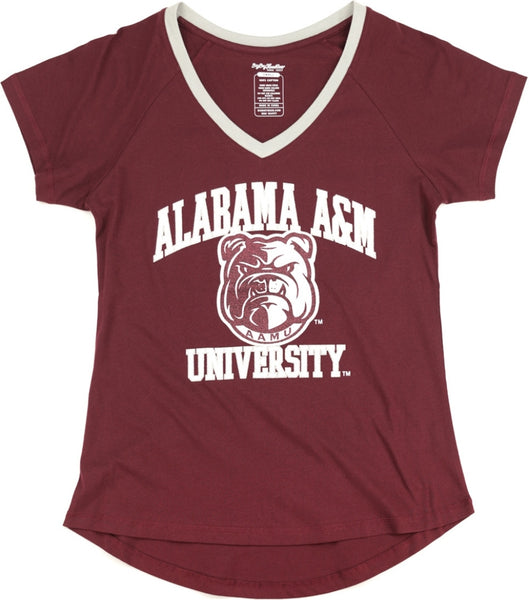 Big Boy Alabama A&M Bulldogs S3 Ladies V-Neck Tee [Maroon]