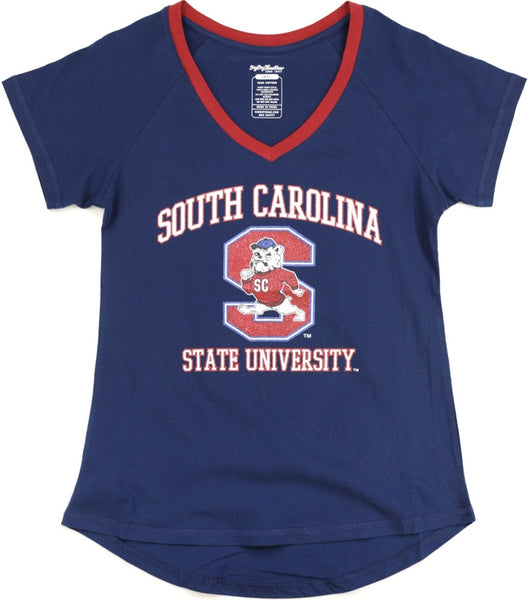 Big Boy South Carolina State Bulldogs S3 Ladies V-Neck Tee [Navy Blue]