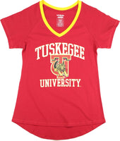 Big Boy Tuskegee Golden Tigers S3 Ladies V-Neck Tee [Crimson Red]