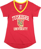 Big Boy Tuskegee Golden Tigers S3 Ladies V-Neck Tee [Crimson Red]