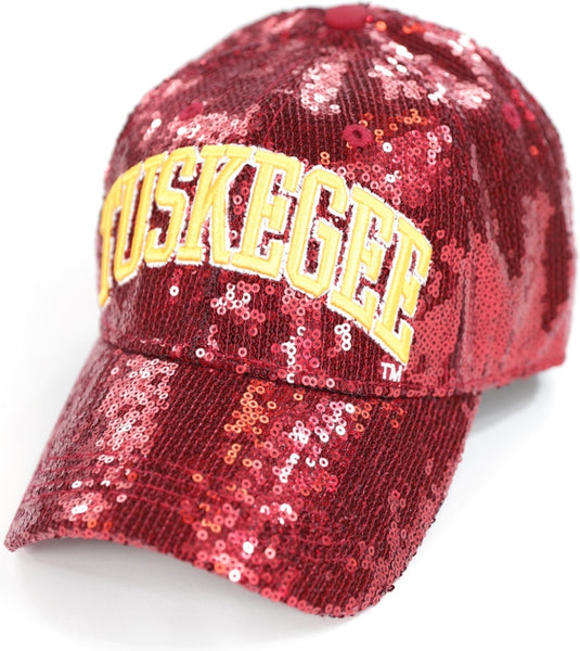 Big Boy Tuskegee Golden Tigers S144 Ladies Sequins Cap [Crimson Red]