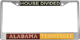 Alabama + Tennessee House Divided Split License Plate Frame [Silver]