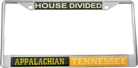 Appalachian State + Tennessee House Divided Split License Plate Frame [Silver]