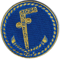 Mason Two Ball Cane Symbol Circle Iron-On Patch [Blue]