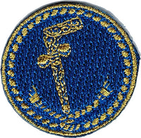 Mason Two Ball Cane Symbol Circle Iron-On Patch [Blue]