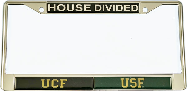 Central Florida (UCF) + South Florida (USF) House Divided Split License Plate Frame [Silver]
