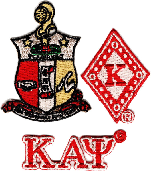 Kappa Alpha Psi 3-Piece Set A Embroidered Stick-On Applique Patches [Red]
