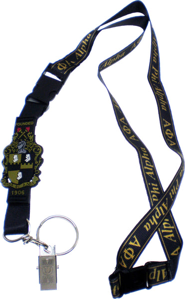 Alpha Phi Alpha PVC Shield Break-Away Lanyard Keychain [Black]