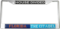 Florida + Citadel House Divided Split License Plate Frame [Silver]