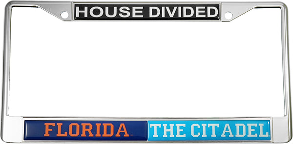 Florida + Citadel House Divided Split License Plate Frame [Silver]
