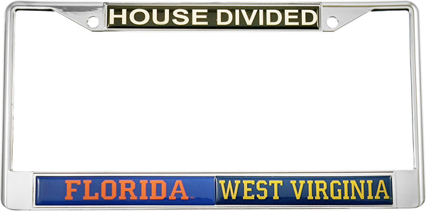 Florida + West Virginia House Divided Split License Plate Frame [Silver]