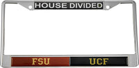 Florida State (FSU) + Central Florida (UCF) House Divided Split License Plate Frame [Silver]