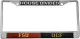 Florida State (FSU) + Central Florida (UCF) House Divided Split License Plate Frame [Silver]