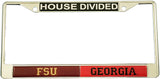 Florida State (FSU) + Georgia House Divided Split License Plate Frame [Silver]