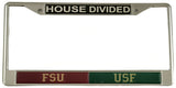 Florida State (FSU) + South Florida (USF) House Divided Split License Plate Frame [Silver]