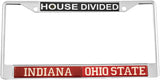 Indiana + Ohio State House Divided Split License Plate Frame [Silver]