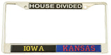 Iowa + Kansas House Divided Split License Plate Frame [Silver]