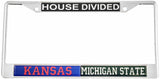 Kansas + Michigan State House Divided Split License Plate Frame [Silver]