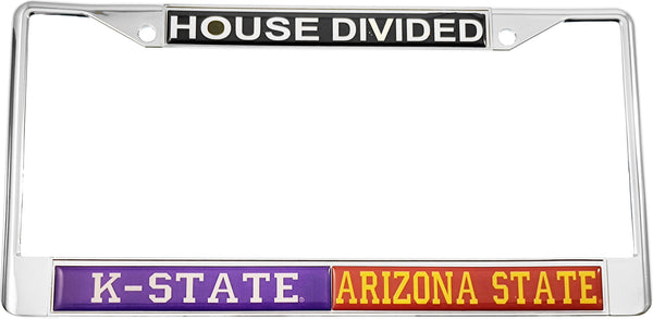 Kansas State + Arizona State House Divided Split License Plate Frame [Silver]