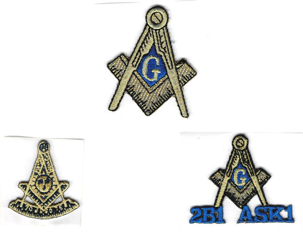 Mason 3-Piece Set A Embroidered Stick-On Applique Patches [Gold]