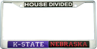 Kansas State + Nebraska House Divided Split License Plate Frame [Silver]