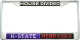 Kansas State + Nebraska House Divided Split License Plate Frame [Silver]
