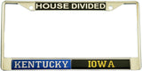 Kentucky + Iowa House Divided Split License Plate Frame [Silver]