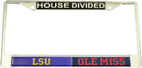 LSU + Mississippi House Divided Split License Plate Frame [Silver]