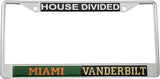 Miami + Vanderbilt House Divided Split License Plate Frame [Silver]