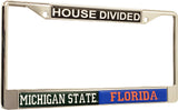 Michigan State + Florida House Divided Split License Plate Frame [Silver]
