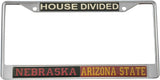 Nebraska + Arizona State House Divided Split License Plate Frame [Silver]